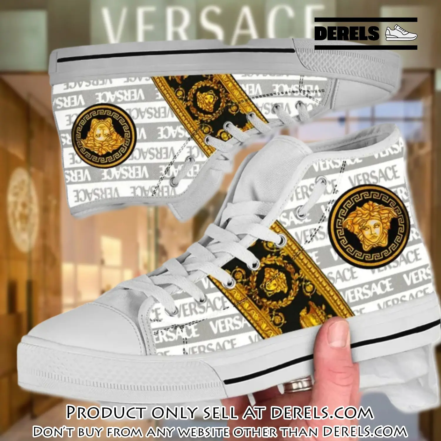 Versace medusa golden premium high top canvas shoes luxury brand gifts for men women dr1621893